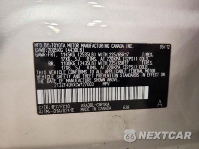 Zdjęcie 13 z 13 samochodu: 2012 TOYOTA RAV4 BASE VIN:2T3ZF4DVXCW127003 - miniatura