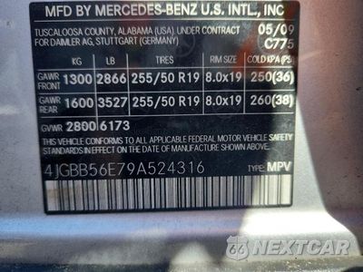 Zdjęcie 13 z 13 samochodu: 2009 MERCEDES-BENZ ML 350 VIN:4JGBB56E79A524316 - miniatura