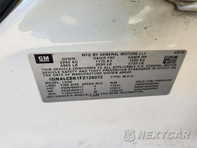 Zdjęcie 12 z 12 samochodu: 2015 CHEVROLET EQUINOX LT VIN:1GNALCEK1FZ128072 - miniatura