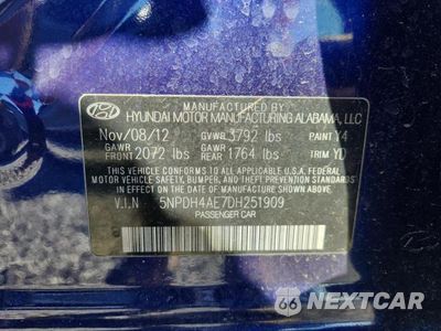 Zdjęcie 12 z 12 samochodu: 2013 HYUNDAI ELANTRA LIMITED VIN:5NPDH4AE7DH251909 - miniatura