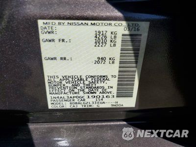 Zdjęcie 13 z 13 samochodu: 2016 NISSAN ALTIMA 2.5 S VIN:1N4AL3AP0GC190163 - miniatura