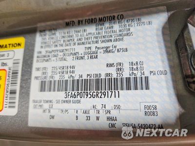 Zdjęcie 12 z 12 samochodu: 2016 FORD FUSION SE VIN:3FA6P0T95GR291711 - miniatura