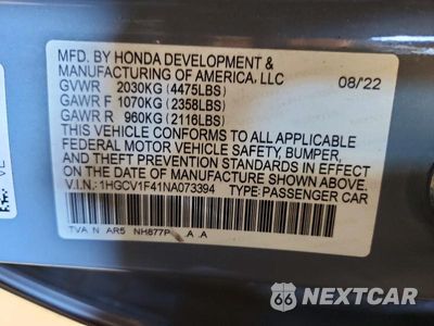 Zdjęcie 12 z 12 samochodu: 2022 HONDA ACCORD SPORT SE VIN:1HGCV1F41NA073394 - miniatura
