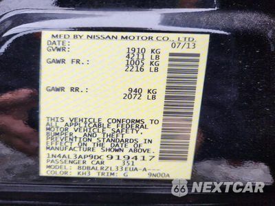 Zdjęcie 12 z 12 samochodu: 2013 NISSAN ALTIMA 2.5 VIN:1N4AL3AP9DC919417 - miniatura