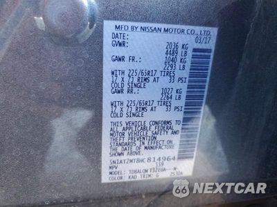 Zdjęcie 14 z 14 samochodu: 2017 NISSAN ROGUE SV VIN:5N1AT2MT8HC814964 - miniatura