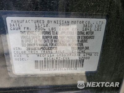 Zdjęcie 12 z 12 samochodu: 2013 NISSAN SENTRA S VIN:3N1AB7AP5DL633138 - miniatura