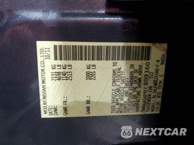 Zdjęcie 12 z 12 samochodu: 2012 NISSAN MAXIMA 3.5 S VIN:1N4AA5AP4CC809360 - miniatura