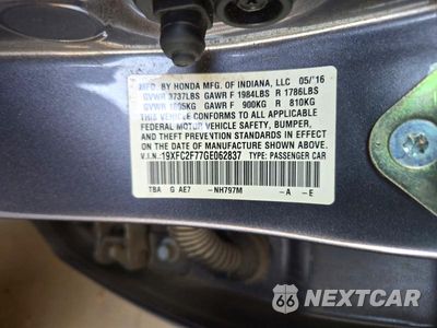 Zdjęcie 12 z 12 samochodu: 2016 HONDA CIVIC EX VIN:19XFC2F77GE062837 - miniatura