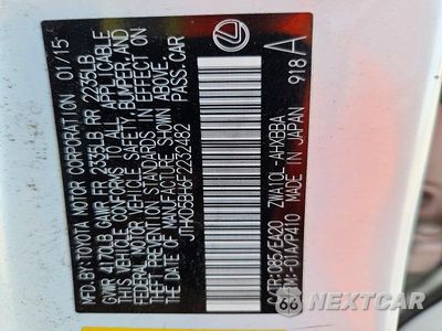 Zdjęcie 12 z 12 samochodu: 2015 LEXUS CT 200 VIN:JTHKD5BH6F2232482 - miniatura