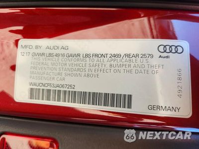 Zdjęcie 13 z 13 samochodu: 2018 AUDI A5 PRESTIGE VIN:WAUCNCF53JA067252 - miniatura