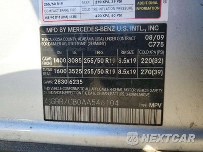 Zdjęcie 13 z 13 samochodu: 2010 MERCEDES-BENZ ML 550 4MATIC VIN:4JGBB7CB0AA546104 - miniatura