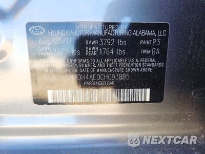 Zdjęcie 13 z 13 samochodu: 2012 HYUNDAI ELANTRA LIMITED VIN:5NPDH4AE0CH093895 - miniatura