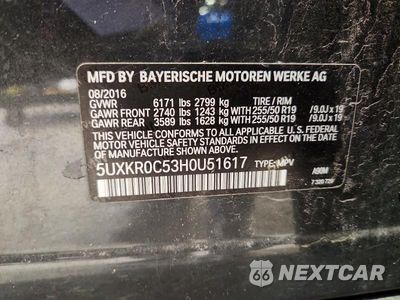Zdjęcie 13 z 13 samochodu: 2017 BMW X5 XDRIVE35I VIN:5UXKR0C53H0U51617 - miniatura