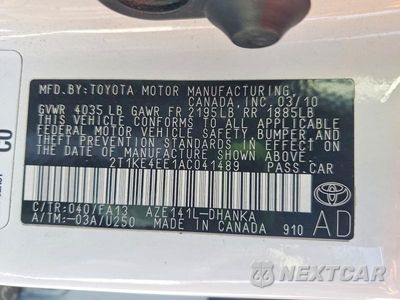 Zdjęcie 12 z 12 samochodu: 2010 TOYOTA MATRIX S VIN:2T1KE4EE1AC041489 - miniatura