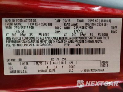 Zdjęcie 13 z 13 samochodu: 2018 FORD ESCAPE SE VIN:1FMCU9G91JUC50069 - miniatura