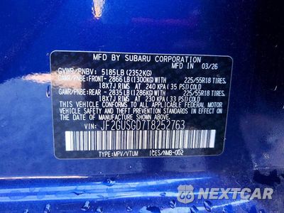 Zdjęcie 12 z 12 samochodu: 2026 SUBARU CROSSTREK SPORT VIN:JF2GUSGD7T8252763 - miniatura