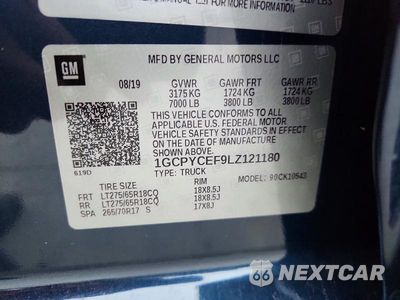Zdjęcie 12 z 12 samochodu: 2020 CHEVROLET SILVERADO K1500 TRAIL BOSS CUSTOM VIN:1GCPYCEF9LZ121180 - miniatura