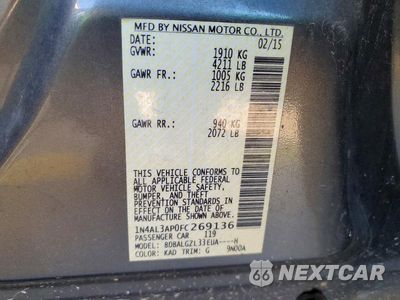 Zdjęcie 12 z 12 samochodu: 2015 NISSAN ALTIMA 2.5 S VIN:1N4AL3AP0FC269136 - miniatura
