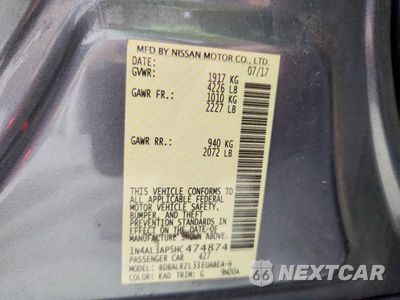 Zdjęcie 12 z 12 samochodu: 2017 NISSAN ALTIMA 2.5 SL VIN:1N4AL3AP5HC474874 - miniatura