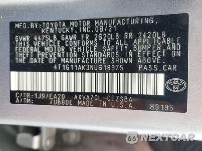 Zdjęcie 12 z 12 samochodu: 2022 TOYOTA CAMRY SE VIN:4T1G11AK3NU618975 - miniatura