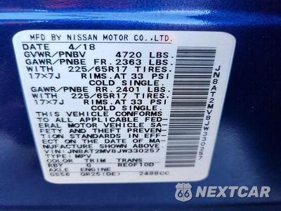 Zdjęcie 14 z 14 samochodu: 2018 NISSAN ROGUE SV VIN:JN8AT2MV8JW330257 - miniatura