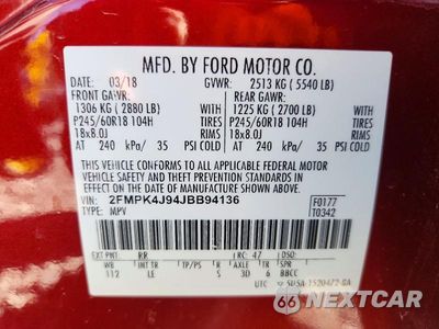 Zdjęcie 14 z 14 samochodu: 2018 FORD EDGE SEL VIN:2FMPK4J94JBB94136 - miniatura