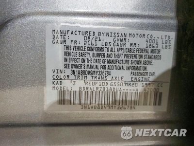 Zdjęcie 12 z 12 samochodu: 2021 NISSAN SENTRA SR VIN:3N1AB8DV9MY326784 - miniatura
