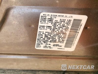 Zdjęcie 13 z 13 samochodu: 2013 NISSAN MURANO S VIN:JN8AZ1MU4DW201632 - miniatura