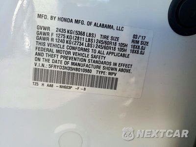 Zdjęcie 12 z 12 samochodu: 2017 ACURA MDX VIN:5FRYD3H35HB010980 - miniatura