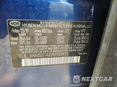 Zdjęcie 12 z 12 samochodu: 2019 HYUNDAI SANTA FE SE VIN:5NMS2CAD7KH128423 - miniatura