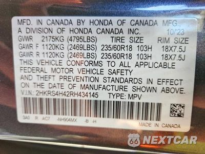 Zdjęcie 14 z 14 samochodu: 2024 HONDA CR-V EX VIN:2HKRS4H42RH434145 - miniatura