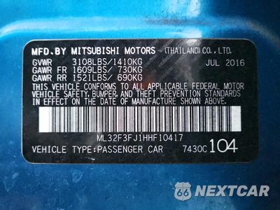 Zdjęcie 12 z 12 samochodu: 2017 MITSUBISHI MIRAGE G4 ES VIN:ML32F3FJ1HHF10417 - miniatura