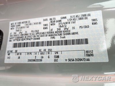 Zdjęcie 12 z 12 samochodu: 2023 FORD F150 SUPER CAB VIN:1FTEX1EP7PKF13046 - miniatura
