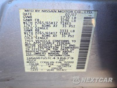 Zdjęcie 12 z 12 samochodu: 2007 NISSAN FRONTIER SE VIN:1N6AD07U57C438679 - miniatura