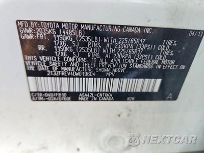 Zdjęcie 13 z 13 samochodu: 2013 TOYOTA RAV4 LE VIN:2T3ZFREV4DW019604 - miniatura