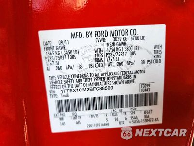 Zdjęcie 12 z 12 samochodu: 2011 FORD F150 SUPER CAB VIN:1FTEX1CM2BFC88500 - miniatura