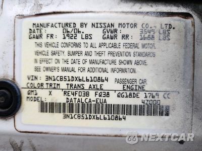 Zdjęcie 12 z 12 samochodu: 2006 NISSAN SENTRA 1.8 VIN:3N1CB51DX6L610864 - miniatura