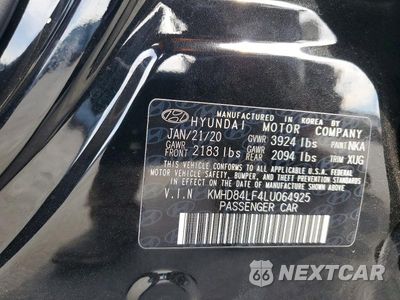 Zdjęcie 13 z 13 samochodu: 2020 HYUNDAI ELANTRA SEL VIN:KMHD84LF4LU064925 - miniatura