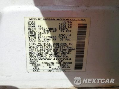 Zdjęcie 12 z 12 samochodu: 2006 NISSAN FRONTIER SE VIN:1N6AD07U56C467744 - miniatura