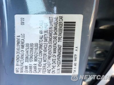 Zdjęcie 12 z 12 samochodu: 2022 HONDA ACCORD SPORT SE VIN:1HGCV1F47NA039427 - miniatura