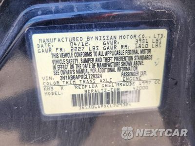 Zdjęcie 10 z 10 samochodu: 2012 NISSAN SENTRA 2.0 VIN:3N1AB6APXCL729324 - miniatura