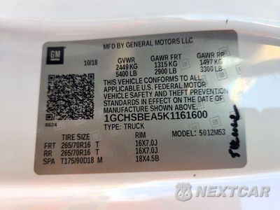 Zdjęcie 12 z 12 samochodu: 2019 CHEVROLET COLORADO VIN:1GCHSBEA5K1161600 - miniatura