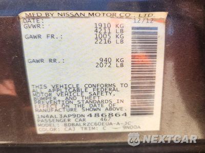 Zdjęcie 12 z 12 samochodu: 2013 NISSAN ALTIMA 2.5 VIN:1N4AL3AP9DN486864 - miniatura