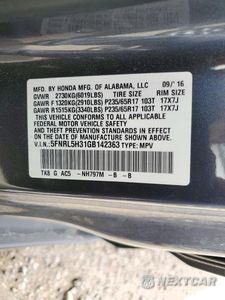 Zdjęcie 13 z 13 samochodu: 2016 HONDA ODYSSEY SE VIN:5FNRL5H31GB142363 - miniatura