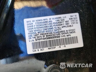 Zdjęcie 13 z 13 samochodu: 2011 HONDA PILOT EXL VIN:5FNYF4H58BB009588 - miniatura