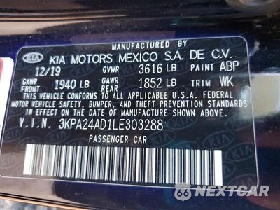Zdjęcie 12 z 12 samochodu: 2020 KIA RIO S VIN:3KPA24AD1LE303288 - miniatura