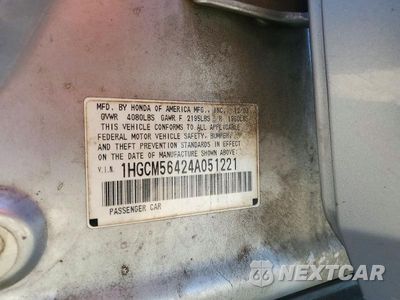 Zdjęcie 12 z 12 samochodu: 2004 HONDA ACCORD LX VIN:1HGCM56424A051221 - miniatura