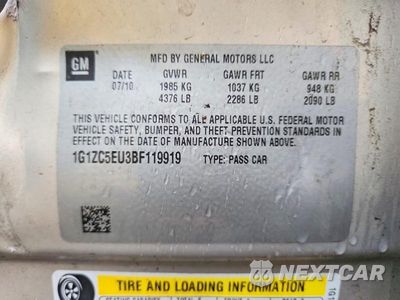 Zdjęcie 12 z 12 samochodu: 2011 CHEVROLET MALIBU 1LT VIN:1G1ZC5EU3BF119919 - miniatura