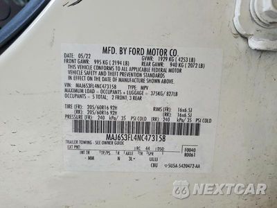 Zdjęcie 12 z 12 samochodu: 2022 FORD ECOSPORT S VIN:MAJ6S3FL4NC473158 - miniatura