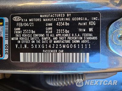 Zdjęcie 12 z 12 samochodu: 2021 KIA K5 LXS VIN:5XXG14J25MG061111 - miniatura